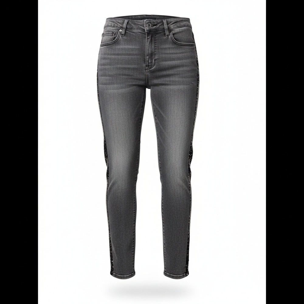 White House Black Market High-Rise Sequin Straight Jeans -Size 4 - NWOT - Picture 2 of 5